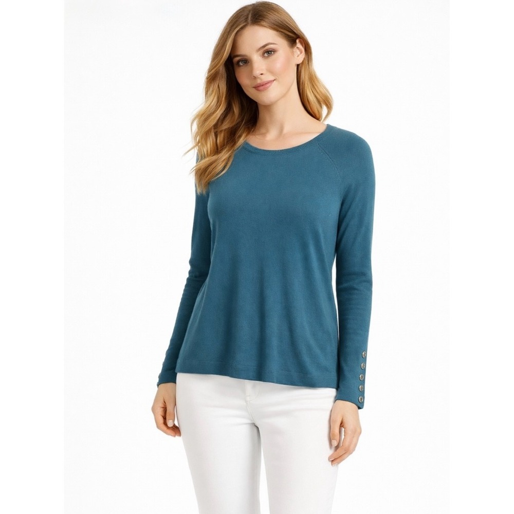 NWT J.McLaughlin Jamey Crew Neck Button Trim‎ Raglan Sleeve Sweater